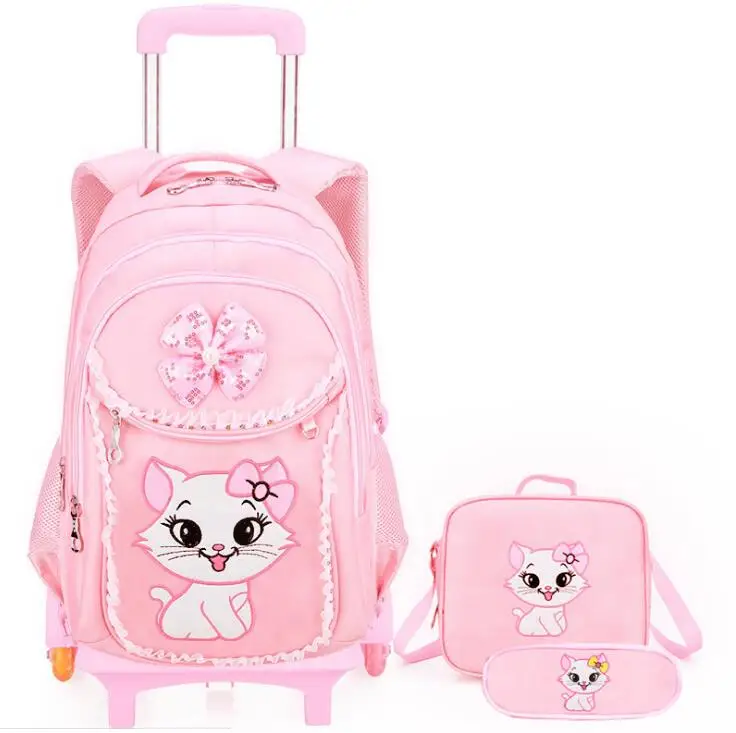 

Trolly bag kids school bags backpack comfortable feel trolly bag set, Pink,black