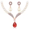 MSYO brand wholesale beaded fashionable fashion jewelry set 2017 Ruby Stone rose gold silver pearl necklace pearl Jewelry