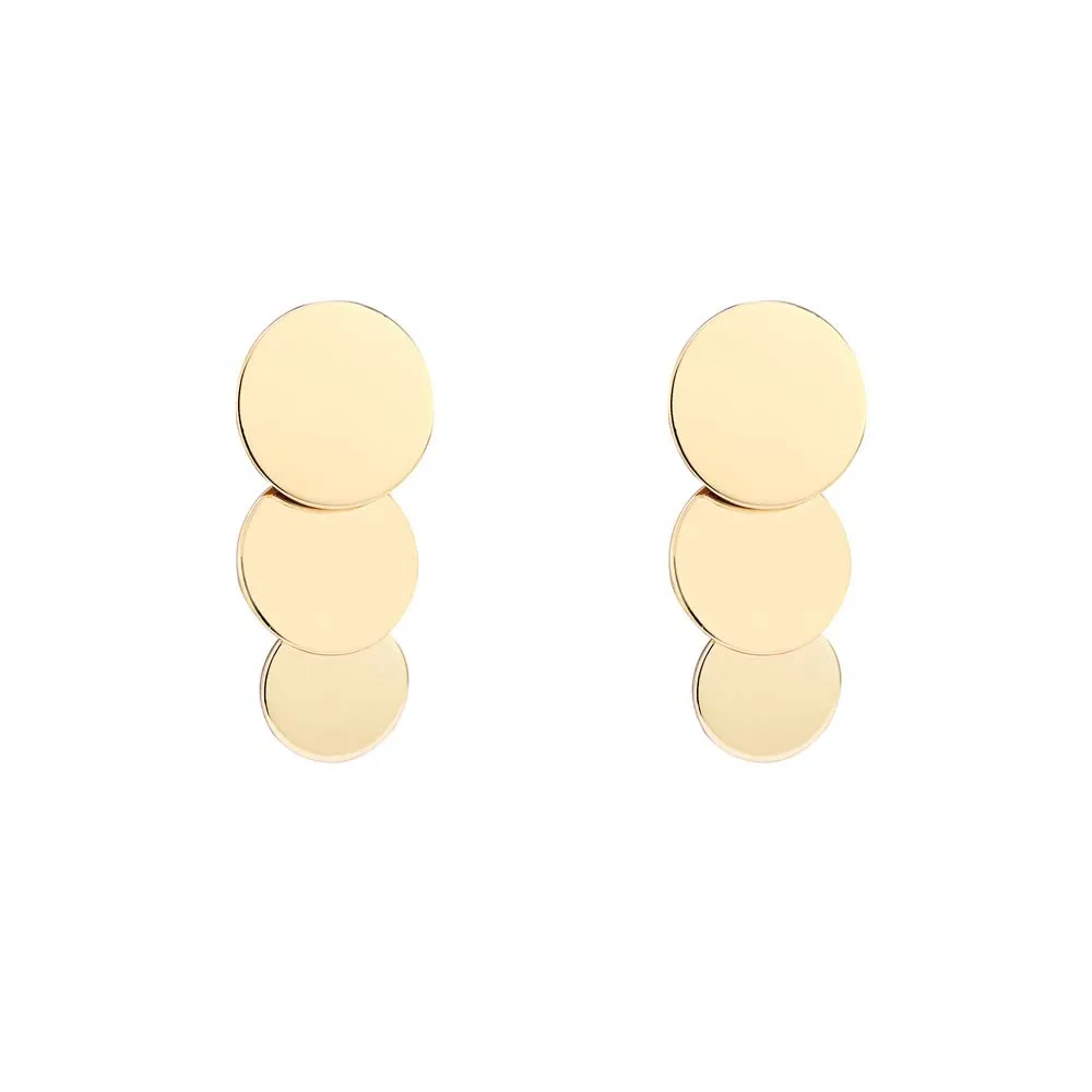 

Shiny Gold Plated Metal Round Disc Drop Earrings 2019 Long Handmade Geometry Earrings (KER355), Same as the picture