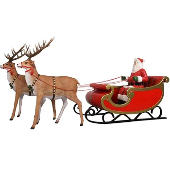 Custom Made Fiberglass Christmas Santa Claus In Sleigh With Reindeer ...