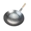 Hand Hammered Carbon Steel Wok With Single Wooden Handle Chinese Wok