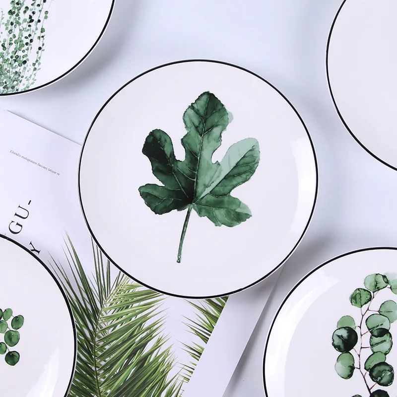 
New design botanical dish plate ceramic cake/dessert plates 