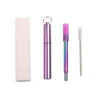 

Portable Folding Reusable Telescoping Telescopic stainless steel metal drinking straws