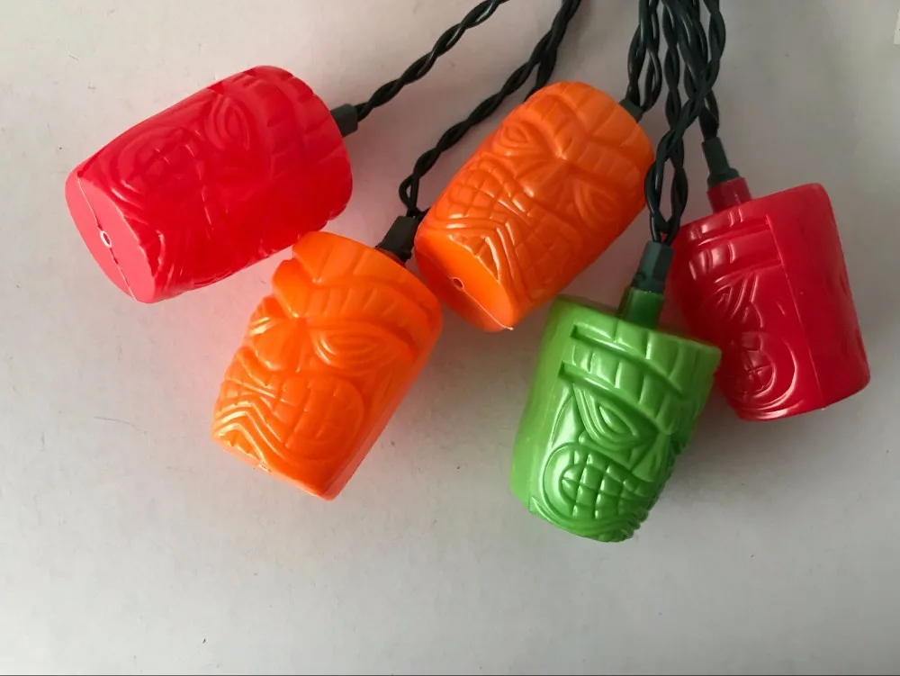 Ul Tropical Theme 10 Count Multicolor Polynesian Tiki Masks Light