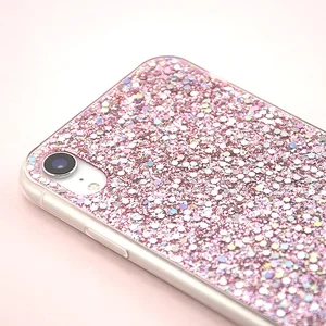 Luxury Crystal Shining Glitter Soft TPU Mobile Phone Casing for iPhone 7/8, Shiny Bling Phone Case for iPhone X XS Max
