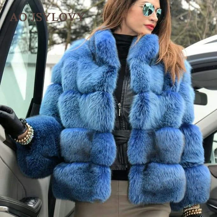 blue fox fur coat