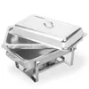 2 Pack Of 9L Rectangular Chafing Dish Sets Stainless Steel Food Pans Fuel