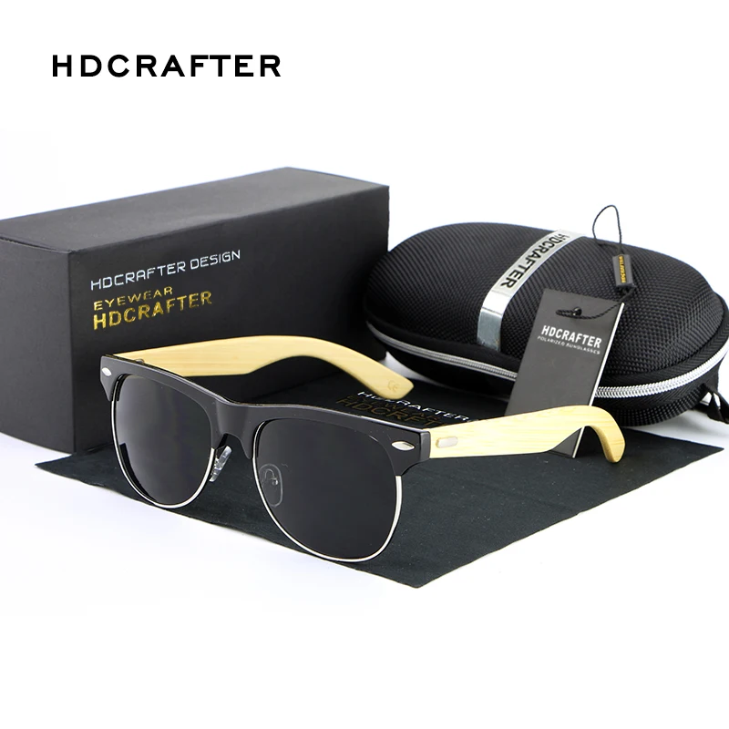 

HDCRAFTER Wood unisex Sunglasses for men women New Fashion Cool Luxury Round Semi Frame OEM MANUFACTURER EYEWEAR