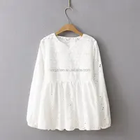 

Good quailty cotton embroidered white long sleeve one size women's blouse & shirt