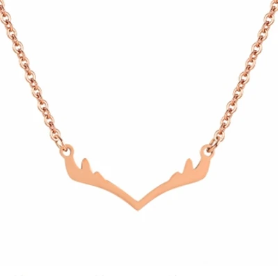 

Wholesale Custom 18 k Rose Gold Plated Jewelry Black Friday Merry Christmas Deer Antler Elk Horn Necklace, Rose gold;customized