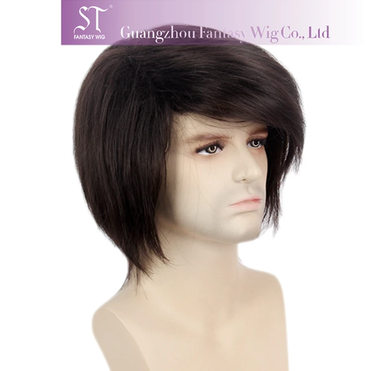 卸売ハンサムショートヘアウィッグメンズストレートブラック合成ウィッグ前髪付き Buy ショートヘアのかつら男性 男性ストレート合成かつら かつら前髪 Product On Alibaba Com