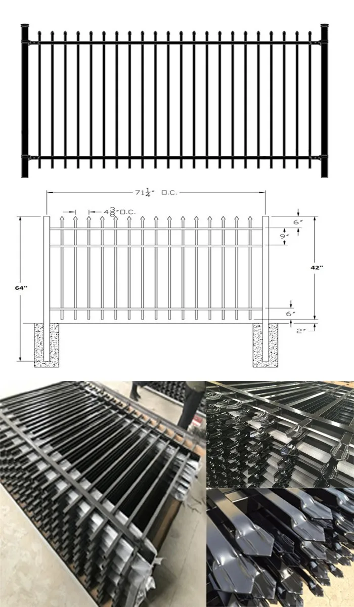 Galvanized Iron Galvanized Steel Picket Fence Corrosion Resistant