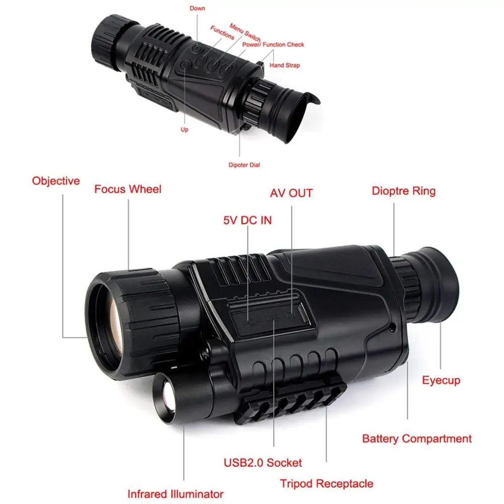 
5X40 Digital night vision Monocular Telescope Multi-functional Telescopes with Camera, Video and Recorder Functions 