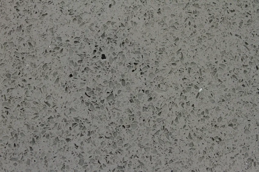 Sparkling grey quartz stone slabs, engineered stone for bar tops