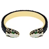 wholesale custom made enamel snake head pu mens leather cuff bracelet bangle