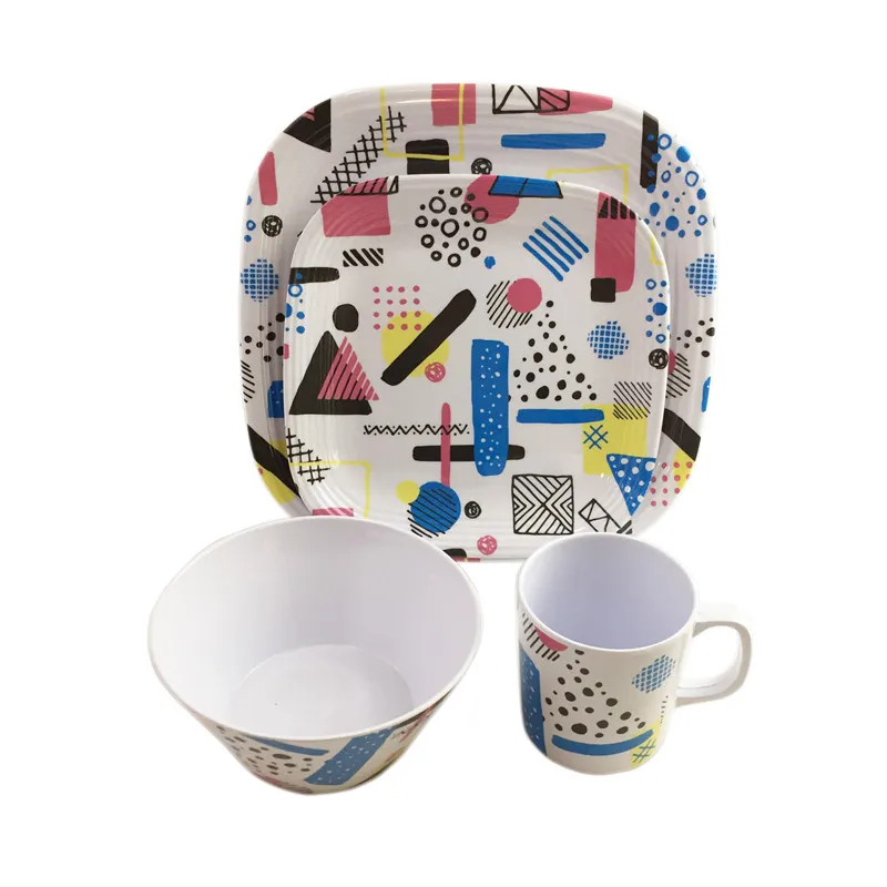 5 Pcs Melamine Dinnerware Wholesale Melamine White Square Dinner Plates