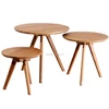 scandinavian round solid wood oak side table set 3