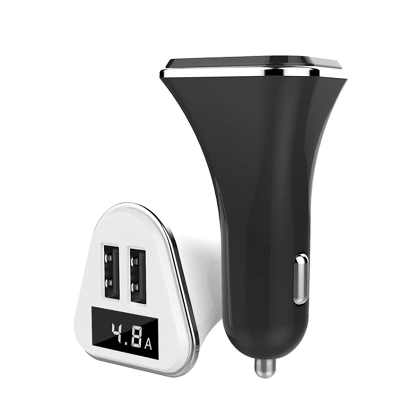 

Rocketek wholesale High speed portable 4.8A dual usb Cigarette lighter Car Charger for smart phone charging, Black white