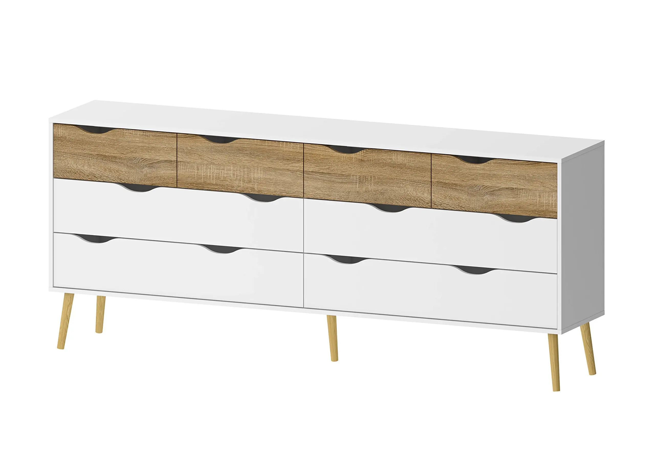 Tvilum 7545549ak Diana 8 Drawer Dresser, White/Oak Structure