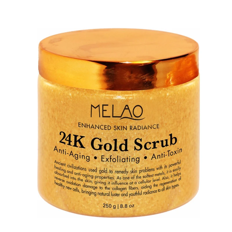 

MELAO 24K Gold Body Scrub Ancient Anti Aging Face Scrub Exfoliation Facial Firming Whitening Skin 250g 8.8 Oz