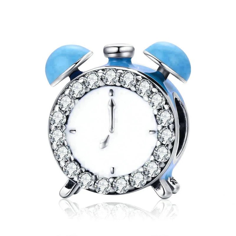 

Authentic 100% 925 Sterling Silver Happy Time Clock Hour Bell Charm Beads fit Bracelet Necklaces Jewelry Making BAMOER