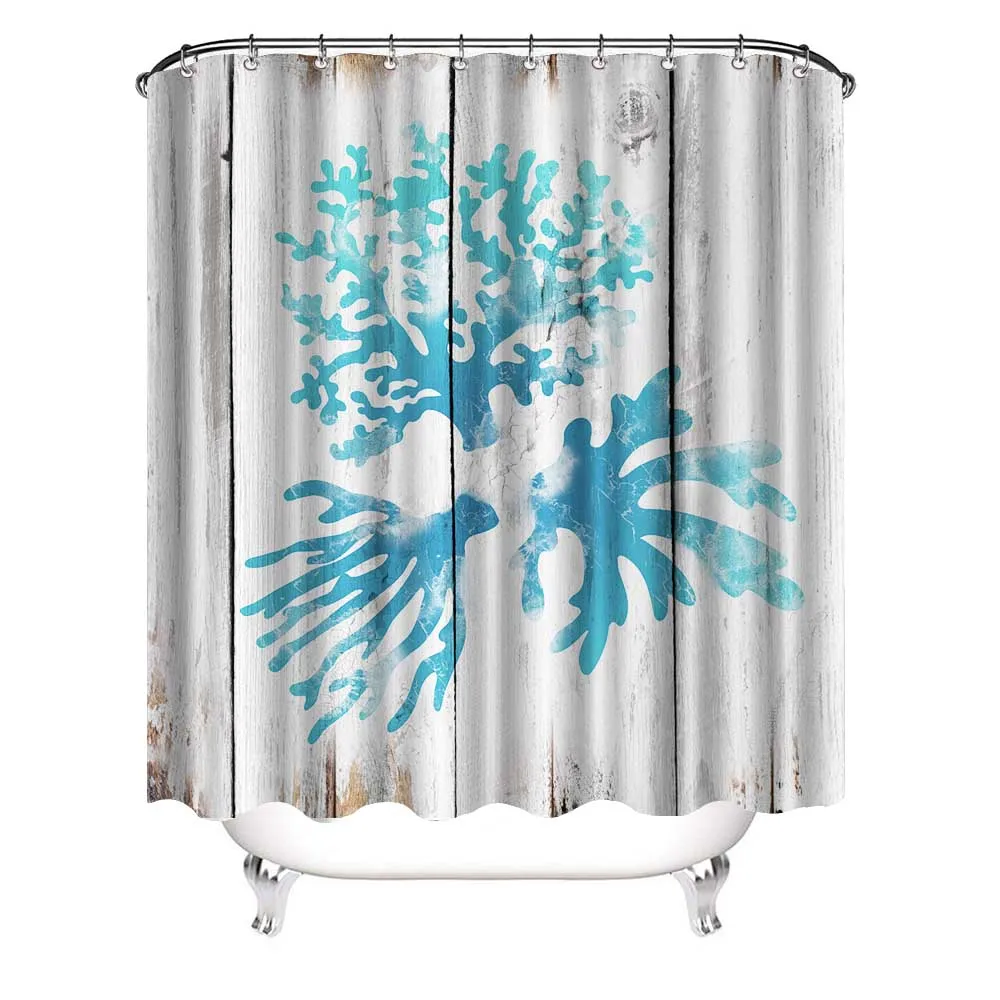 

Coral Fabric Shower Curtain Underwater Marine Wildlife Theme Bathroom Decor Set with Hooks 72" x 72"