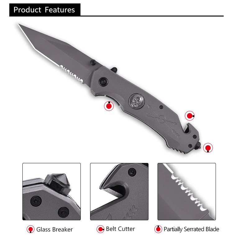 Amazon Best Seller Serrated Blade Hunting Pocket Folding Survival Knife