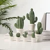 Nordic style hot sale home office desk ceramic simulation cactus decoration