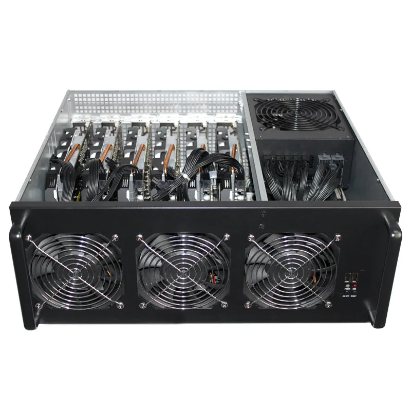 

Computer server chassis Barebone 6 GPU Machine Full Set Case Frame with 1600w PSU ONDA D1800 Motherboard, Silver