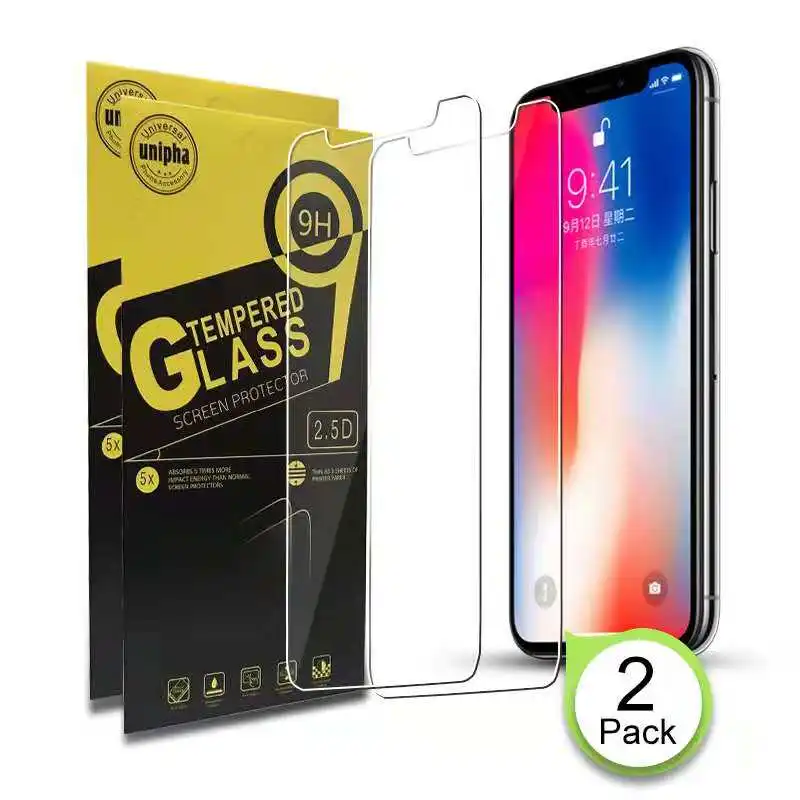 

2 in 1 package For Iphone 7 X All model 0.3mm 2.5D 9H tempered glass screen protector film sheet price, Crystal clear