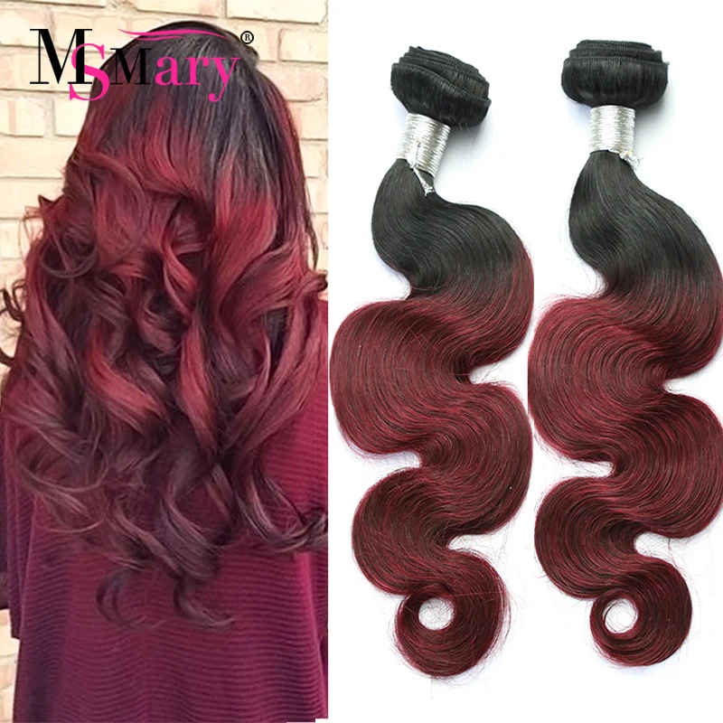 

1B/Burgundy Malaysian Body Wave 4 Bundles Cheap Ombre Hair Samples Free Shipping