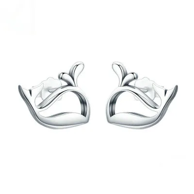 

Hollow 925 Sterling Silver Whale Stud Earrings Rhodium Plated Ocean Animal Jewelry