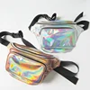 custom logo fashion beach laser pu leather waist bag waterproof glitter holographic 3 zippers shiny designer fanny pack