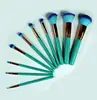 Gradient Synthetic Hair Brush Material and Wood Handle Material naked 10pcs makeup brush set