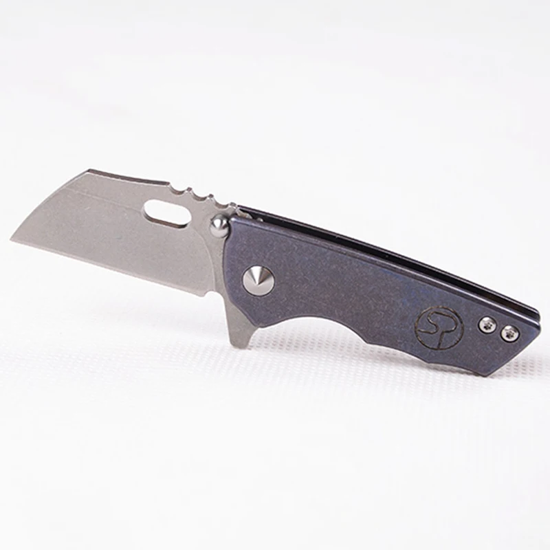 High hardness 60hrc MINI EDC S35VN Titanium Front Open Fast Open mini folding knife keychain for paper, box cutting