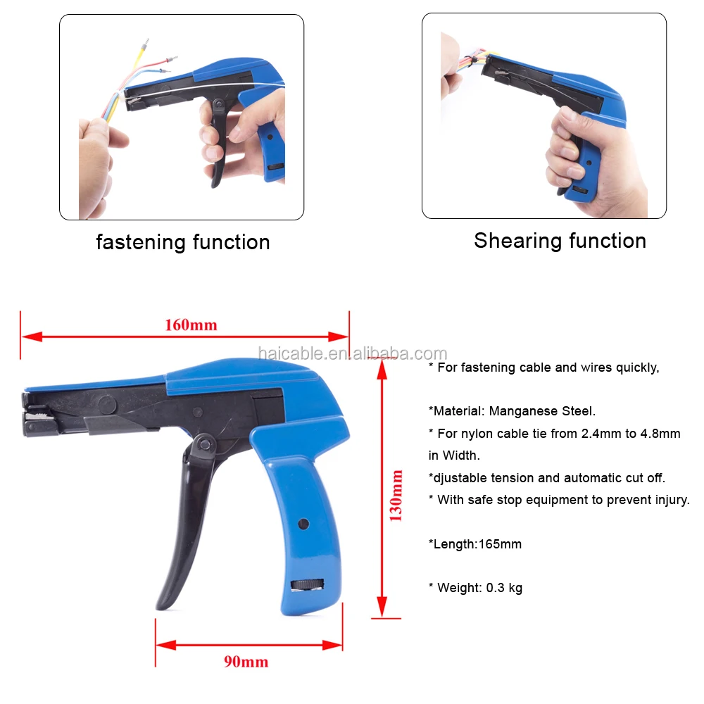 Cable Tie Cutter Gun Hs600a Nylon 66 Tie Tensioning Fasten Cut Tool