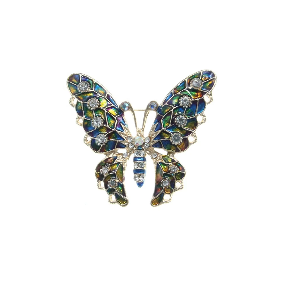 

Gold Tone Metal Sparkling Crystal Animal Butterfly Rhinestone Brooch Pin For Wedding, Picture shows