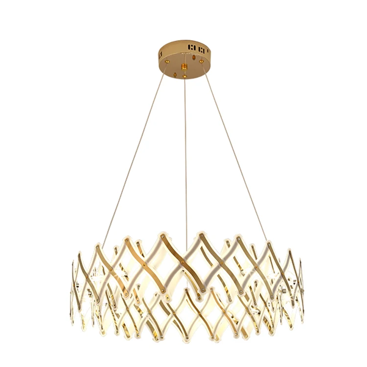 Pendant led light modern changeable gold multilayer Stainless steel pendant lamp for living room