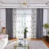 Fancy linen natural printed window curtain for living room