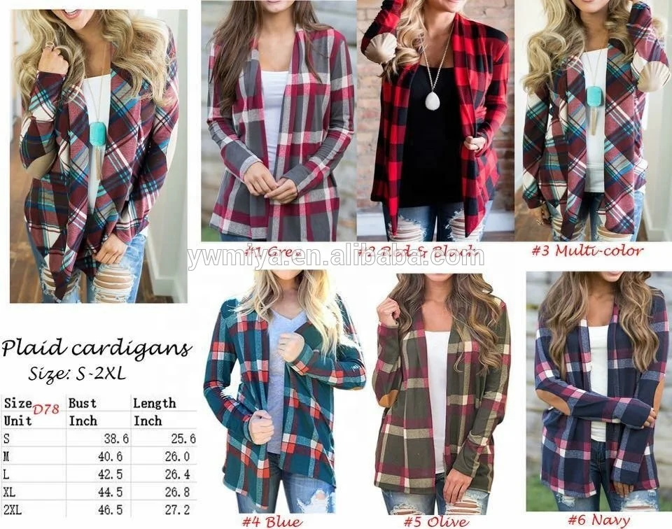 

MY-302 hot selling womens plaid cardigan designs wholesale long sleeve shirts ladies winter spring open front shirts, Picture show