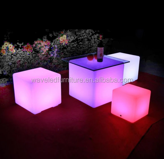 60cm outdoor furniture led square Nightclub light up led cube table