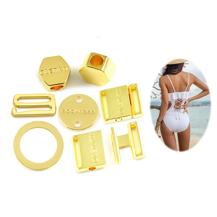 

Sea Water Resist Gold Swimwear Metal Accessories Custom Beachwear Superior Swimwear Hardware Directly Factory, Not fade/keep color long time