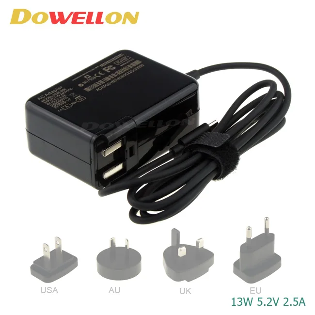 

5.2V 2.5A 13W Micro USB Replacement Tablet power adapter charger for Microsoft Windows Surface 3 1623 1624 1645, Black