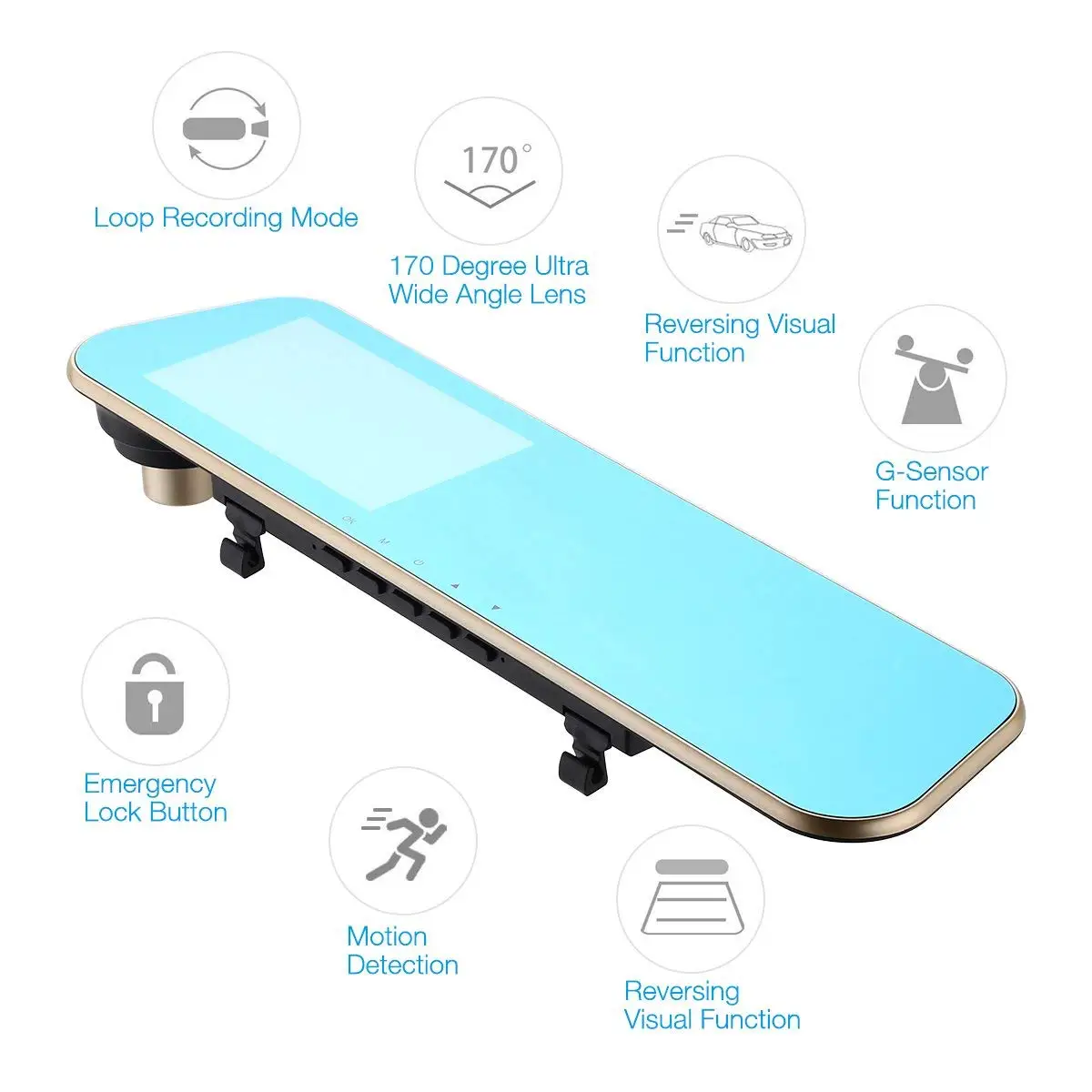 1080P HD Car Video Recorder Mirror Dash Cam Rearview Mirror Cam with Front and Back Camera