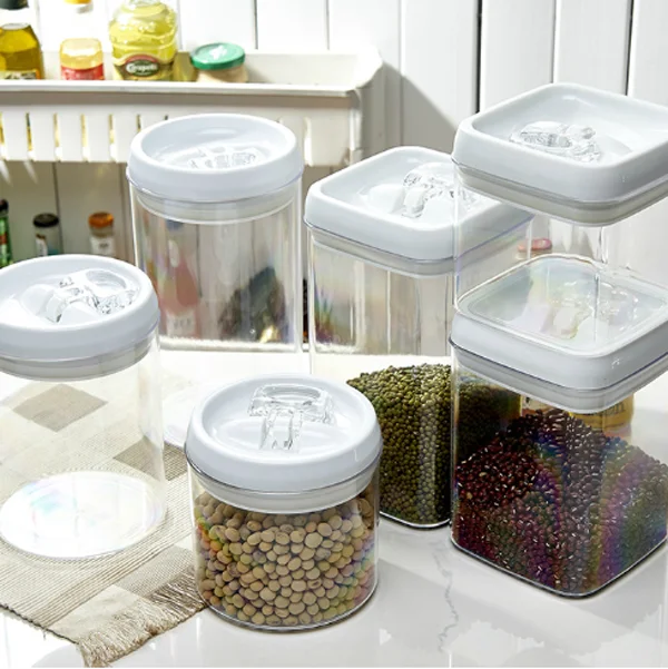 1900ml 64oz Wholesale plastic Food storage clear empty sealed square weed container with lid for Nut snack packaging