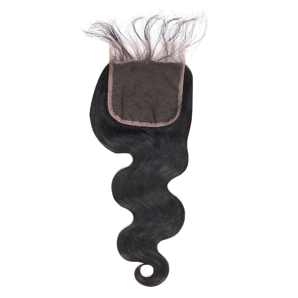 

Free sample 130% density 4*4 lace closure body wave with full cuticle aligned hair wefts