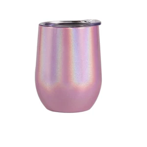 Image of 360ml 12oz stainless steel wine tumbler coffee mug wine glass 304 double wall with sliding lid
