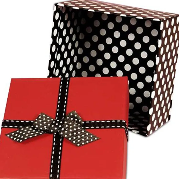 Wholesale Red Top Polka Dot Cardboard Gift Box With Ribbon Buy Gift