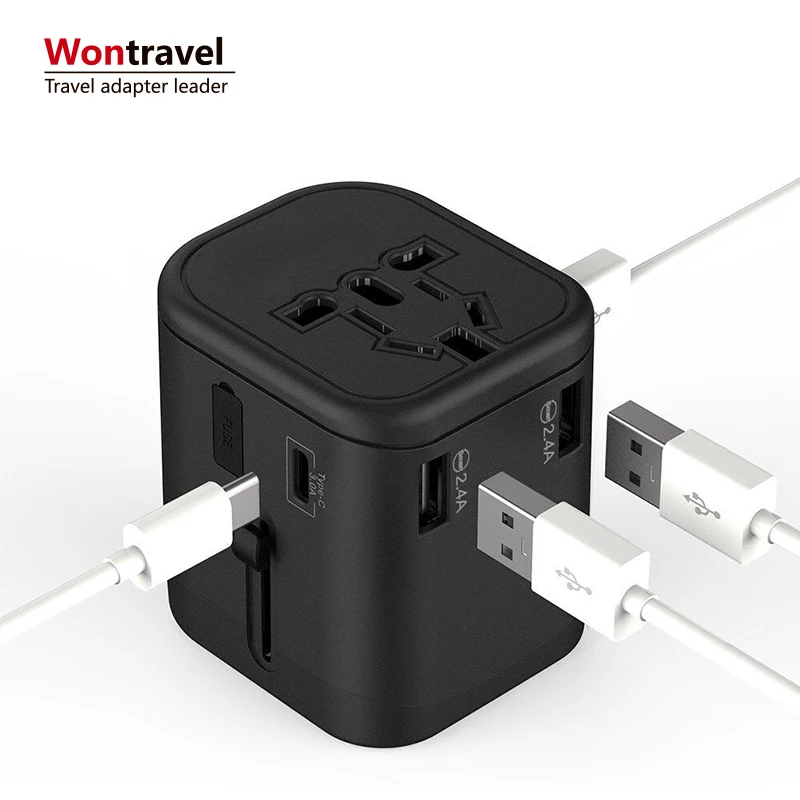 
Newest product Type C quick charger international Travel Universal Charger Plug 100V to 240V Power Adapter USB socket 