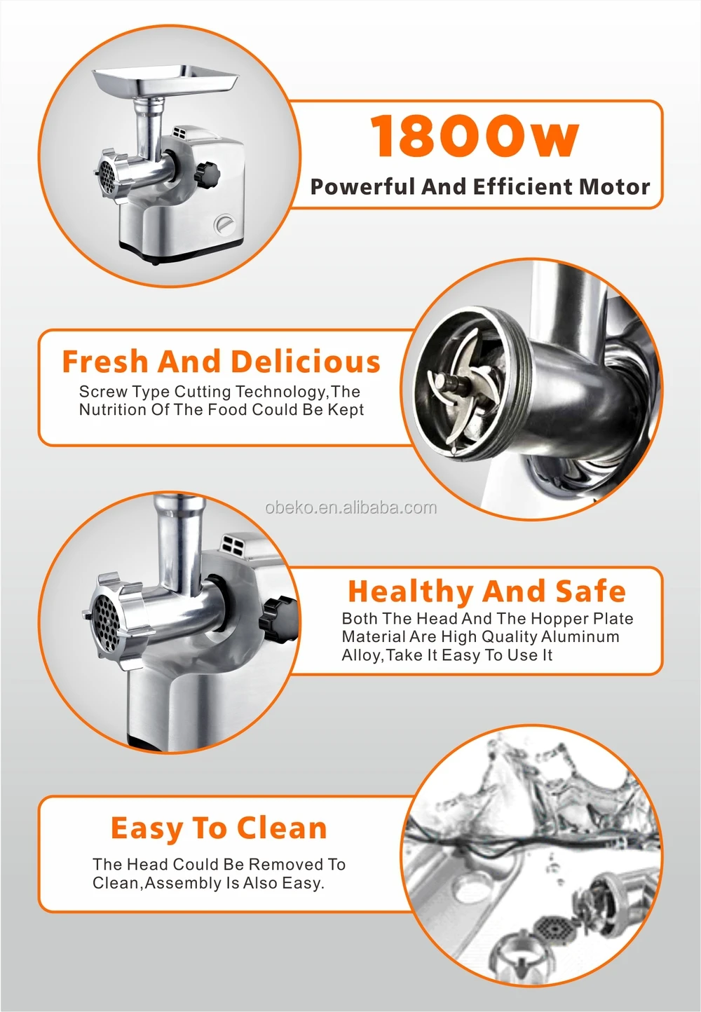 High Power 3000w Fish Meat Grinder/ Mincer Machine With Square Hoppe